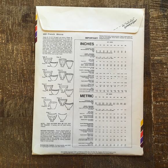 Stretch & Sew Sewing Pattern 2051 Retro French Bikini Panty Lingerie 32-48 UNCUT - Picture 2 of 3